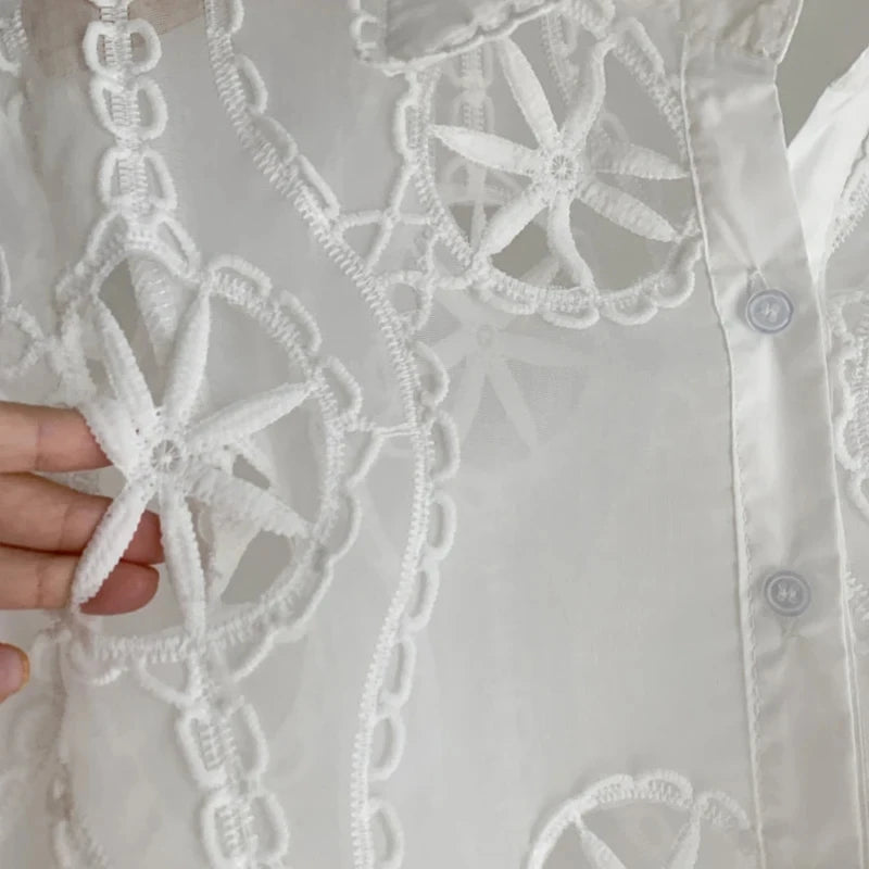 Embroidery lace royal lake como Shirt