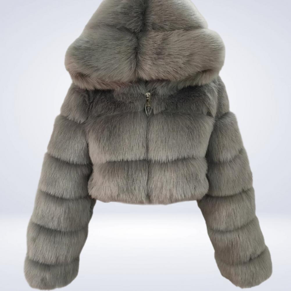 Fur Hooded Zipper Cropped