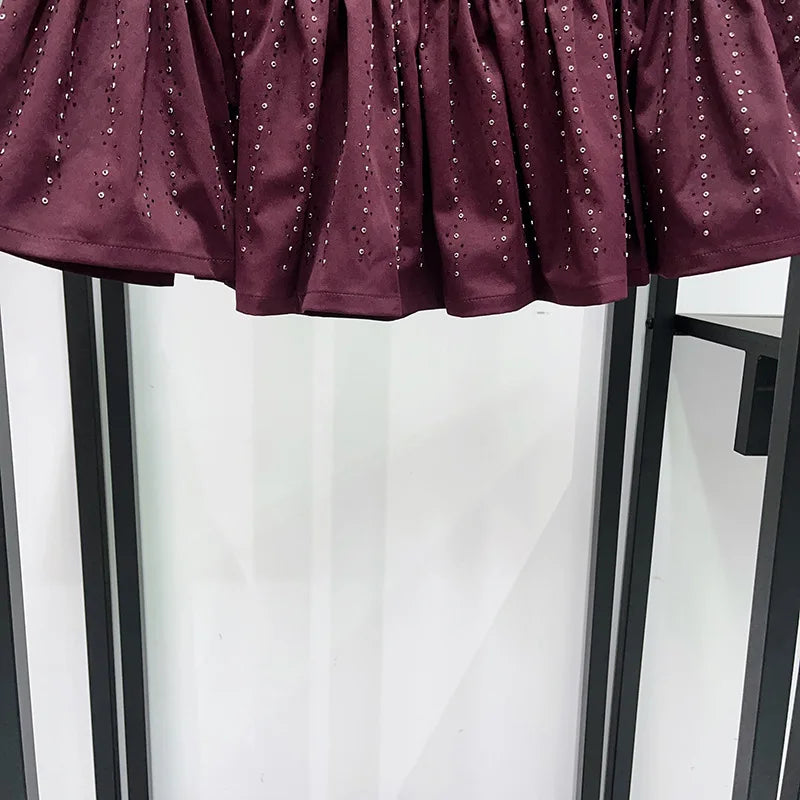 Sandro Maje Burgandy Fully Embellished Skirt Set