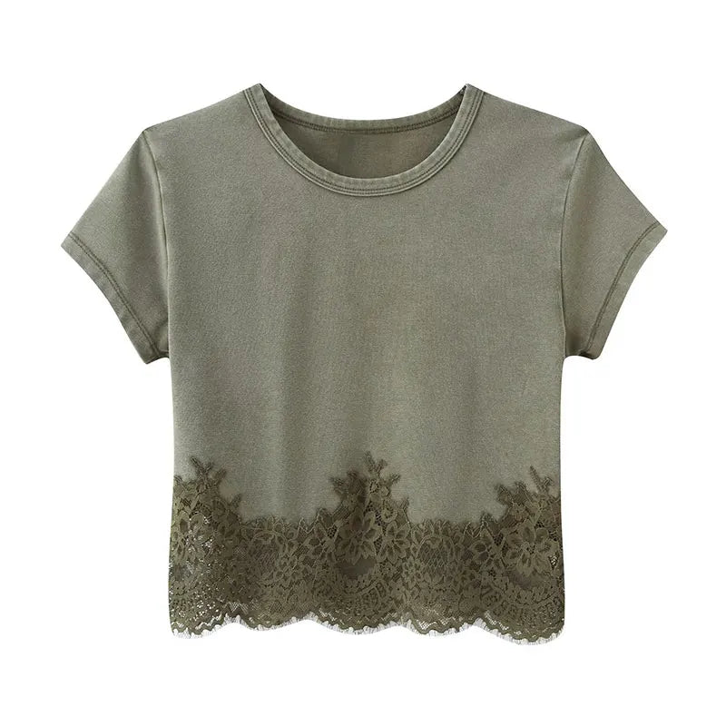 NLZGMSJ 2026 Summer Casual Chic Women Lace Suit O-Neck Short Sleeve Top Straight Loose Shorts Fashion Holiday Sets