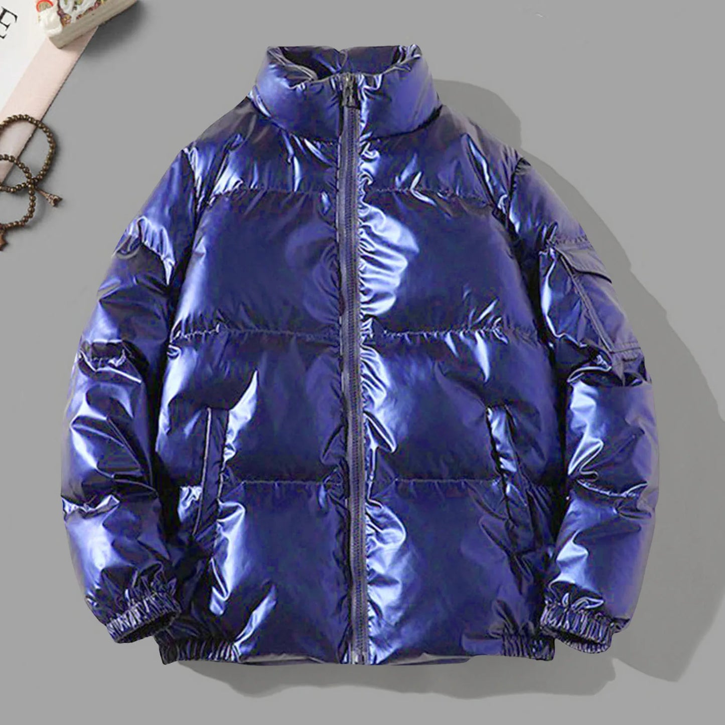 Jacket Bright Surface Winter Women Stand Collar Puffer