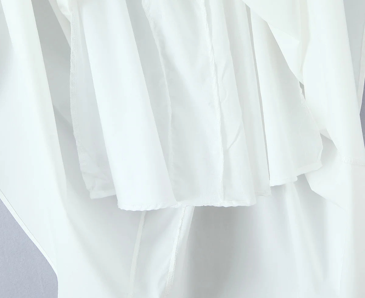 Summer Autumn Irregular Strapl Long Dr Women's Pure Color Svel ter Ne Gown French Sle Waist Cinched A-Line... - Shellss