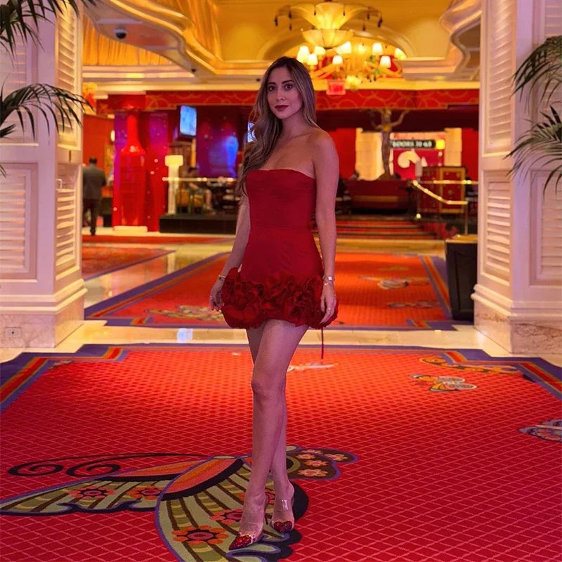 3D Flower Strapless Party skirt