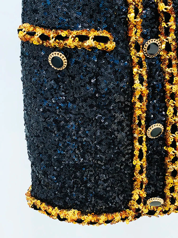 HIGH STREET Newest 2026  Designer Runway Fashion Women's Gold Chains Sequined Strapless Sheath Tube Dress