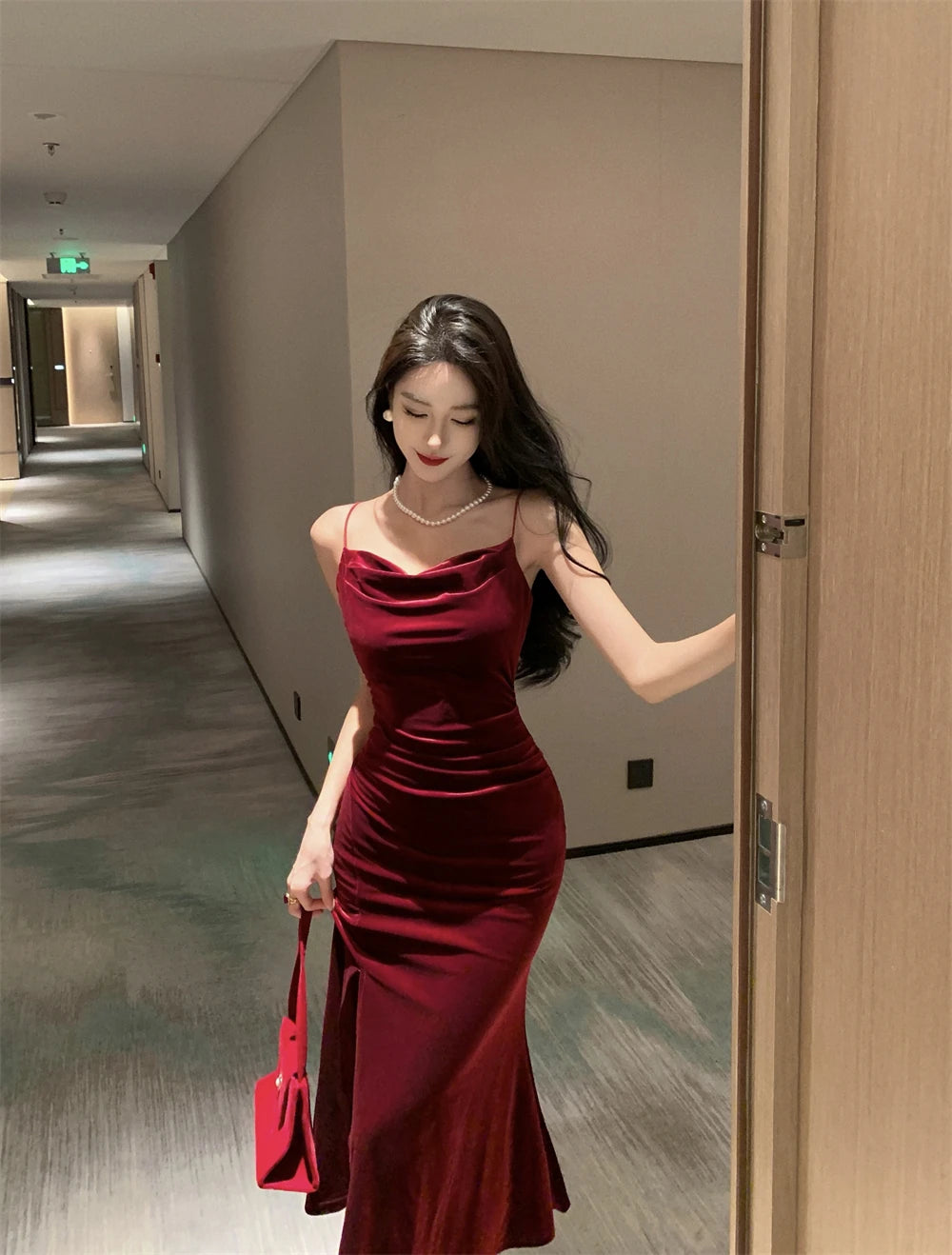 Burgandy velvet Party dress