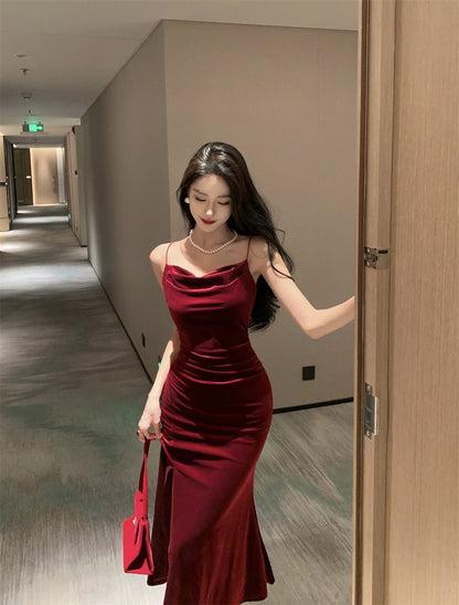 Burgandy velvet Party dress