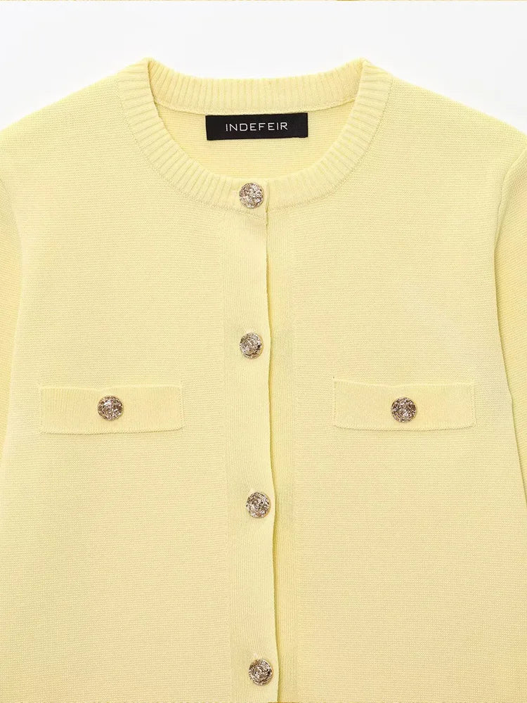 Knitwear Button Ladies Short Sleeve