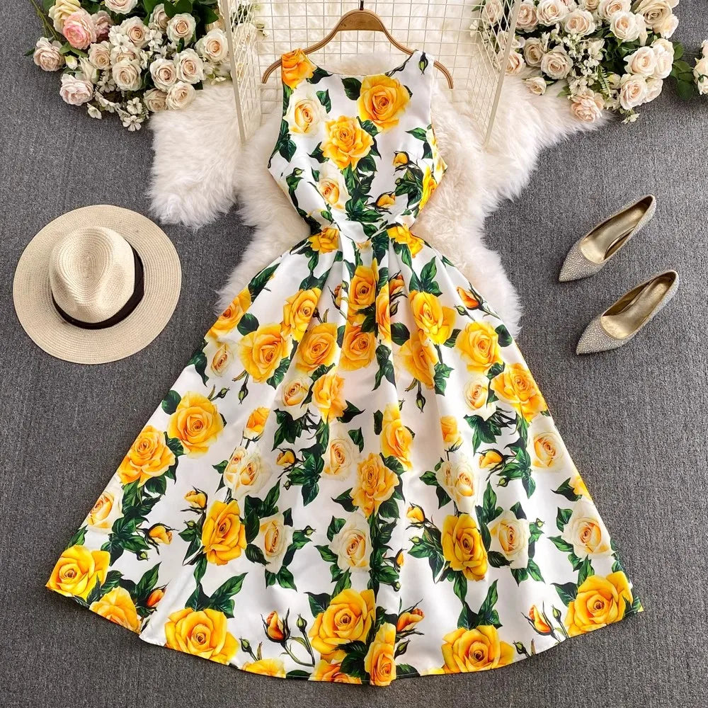 Dolce Yellow Rose Luxury Dress - Shellss