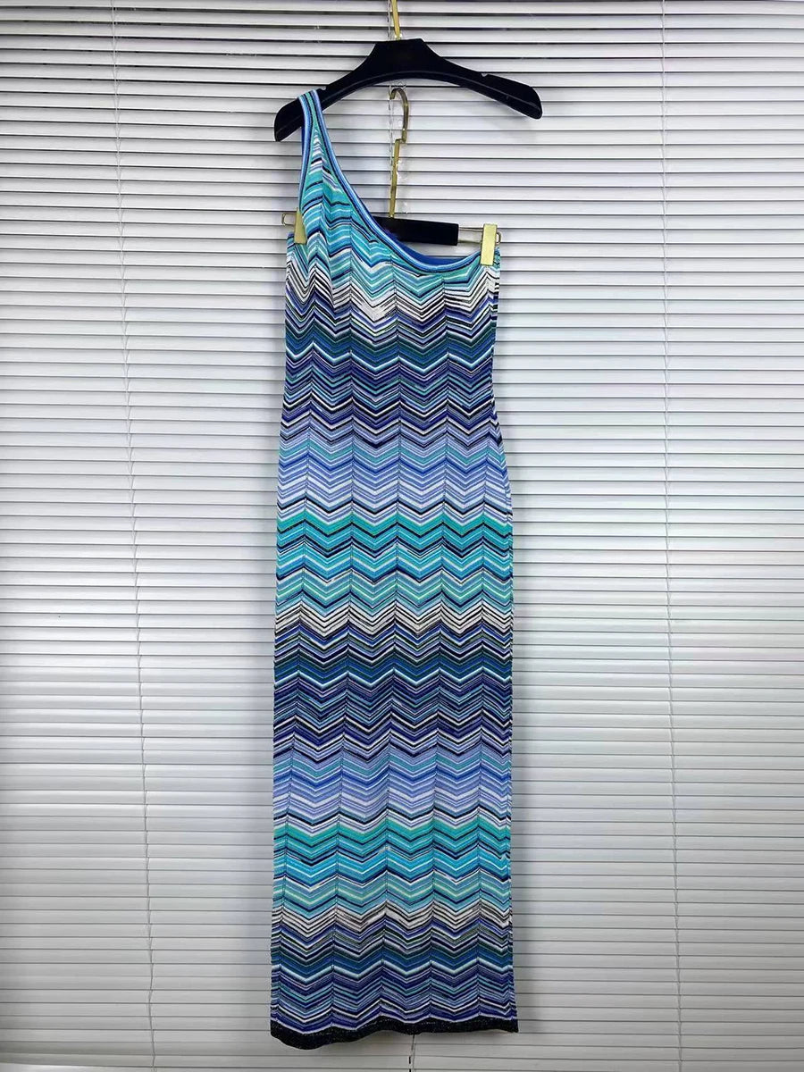 Missoni One Shoulder zigzag wavy dress