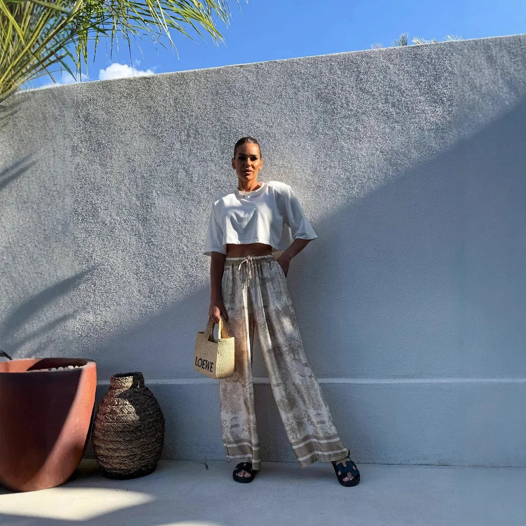 Bohemian Wide Leg Casual Pants