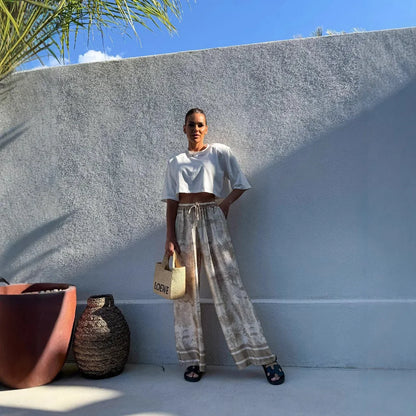 Bohemian Wide Leg Casual Pants