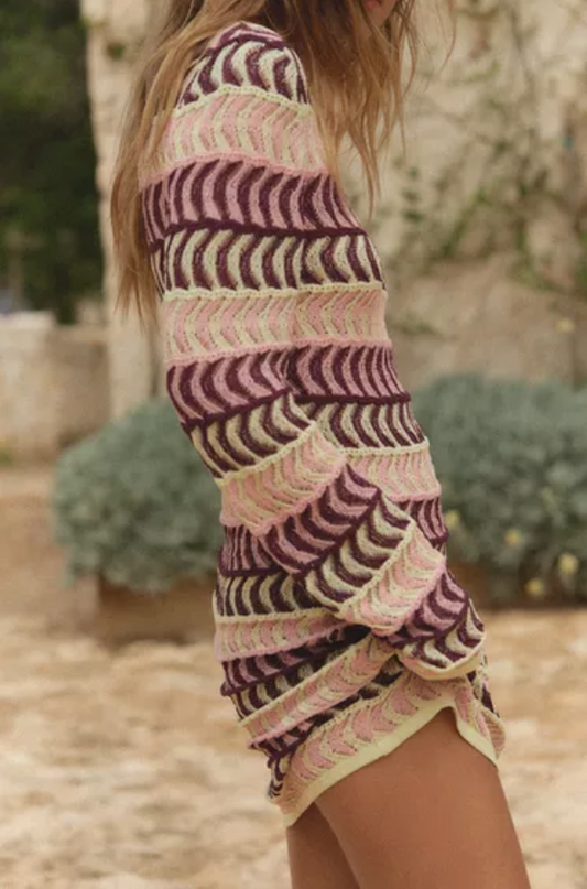 Textured Knit zigzag pattern Dress