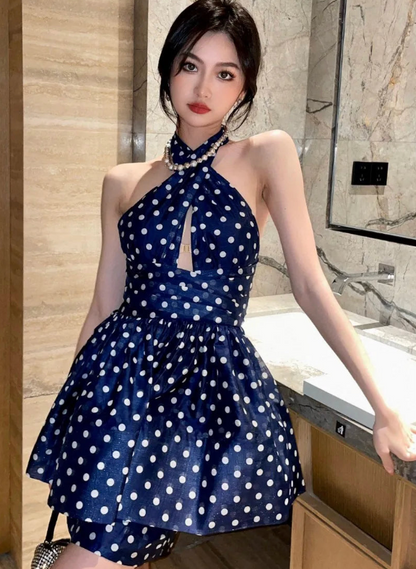 Vintage polka dots navy Dress