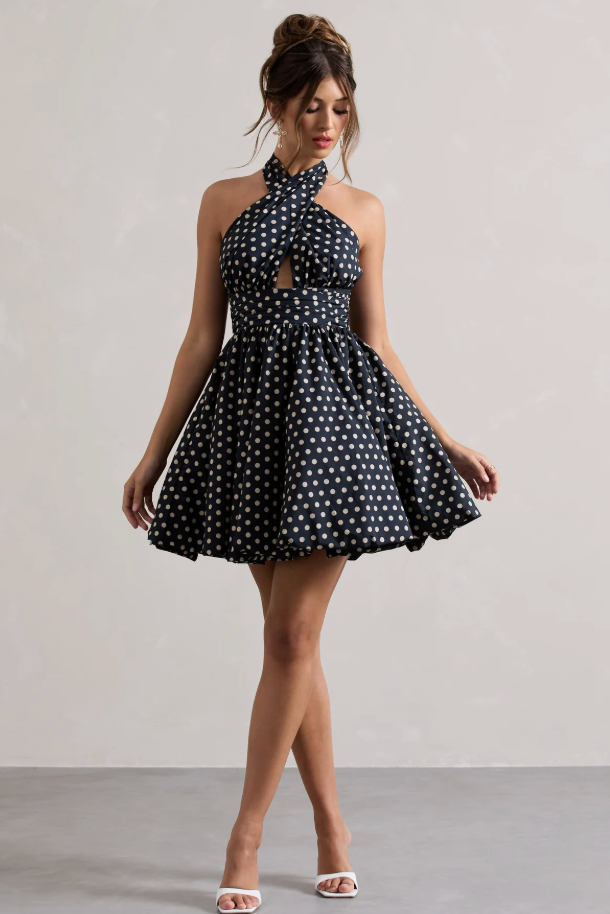 Vintage polka dots navy Dress