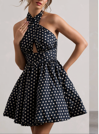 Vintage polka dots navy Dress