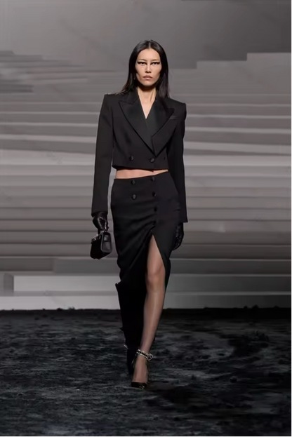 Black Tuxedos Skirt Set