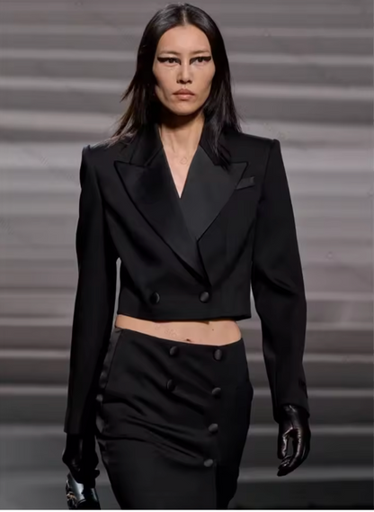 Black Tuxedos Skirt Set