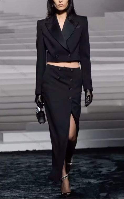 Black Tuxedos Skirt Set