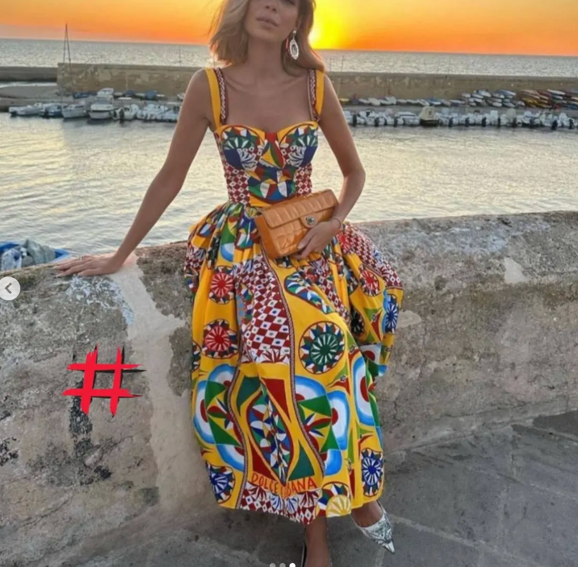Dolce Yellow Multicolor Dress