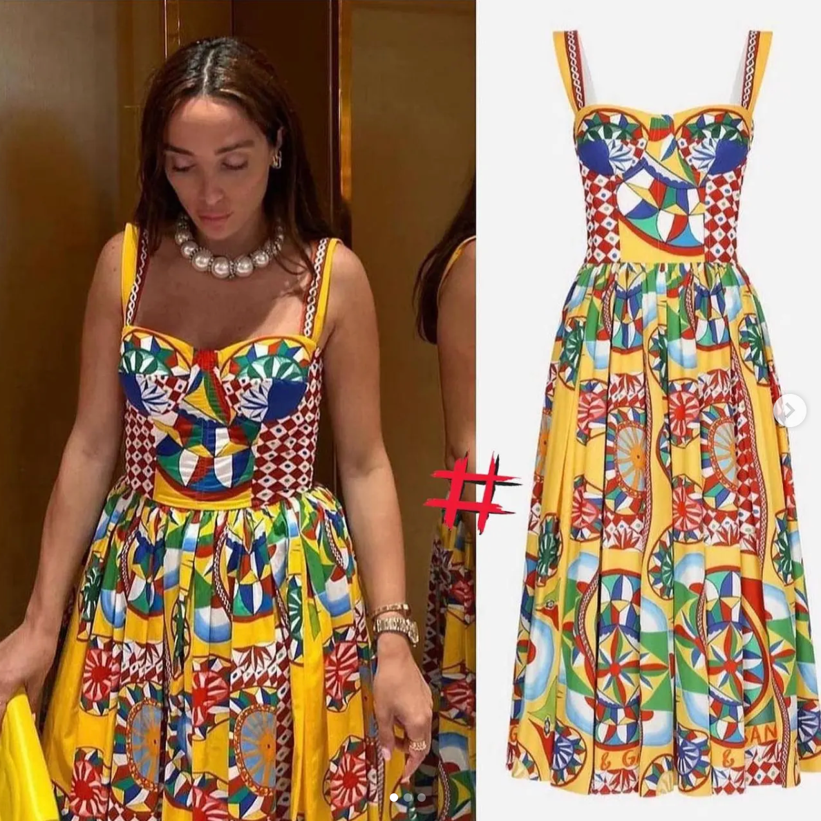 Dolce Yellow Multicolor Dress