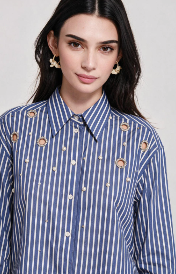 Classy Sandro Maje Blue strip shirt - Shellss