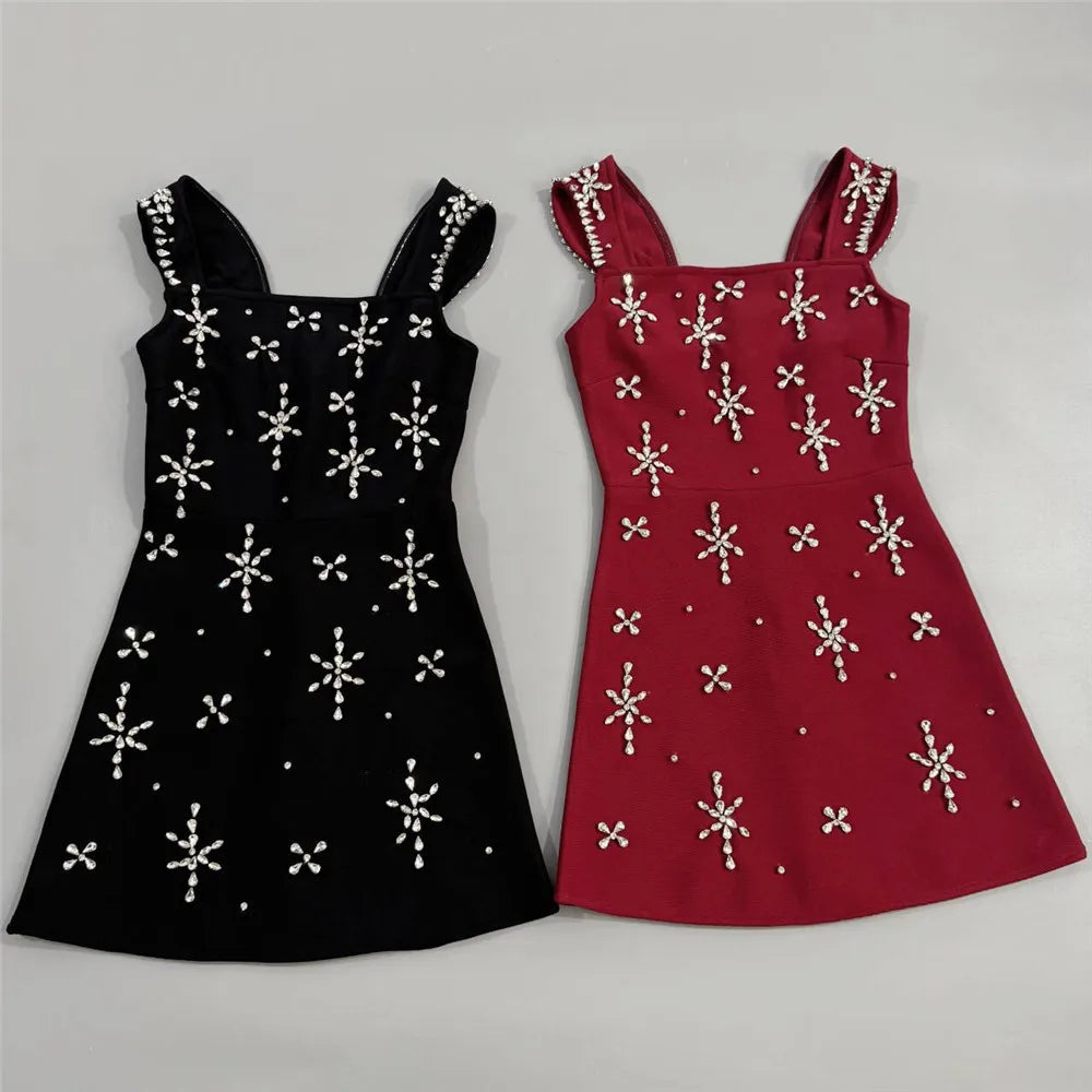 New women's luxurious diamond studded bandage dress sexy socialite banquet party evening dress short skirt medium long skirt