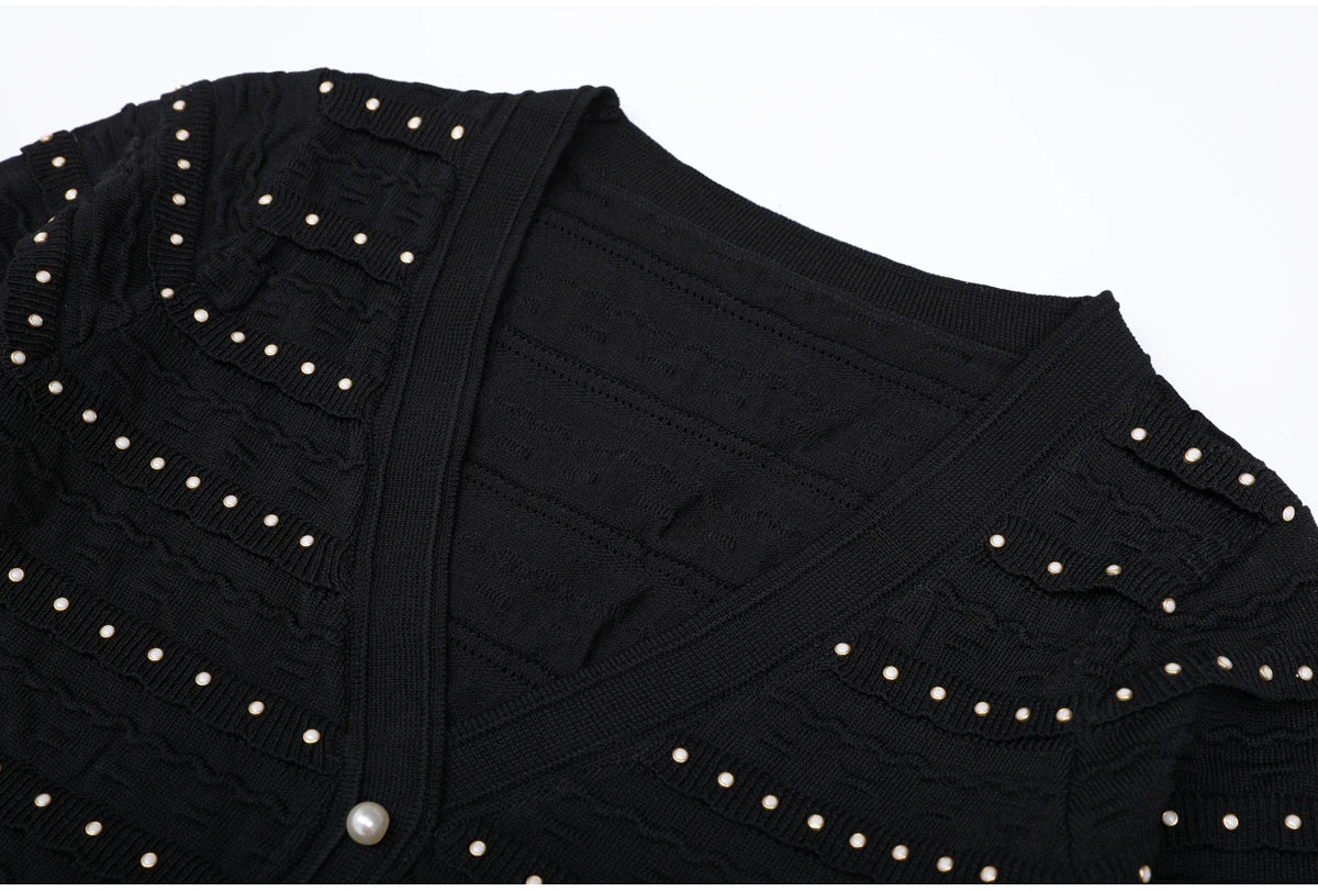 sandro Pearls embellished Skirt & Cardigan