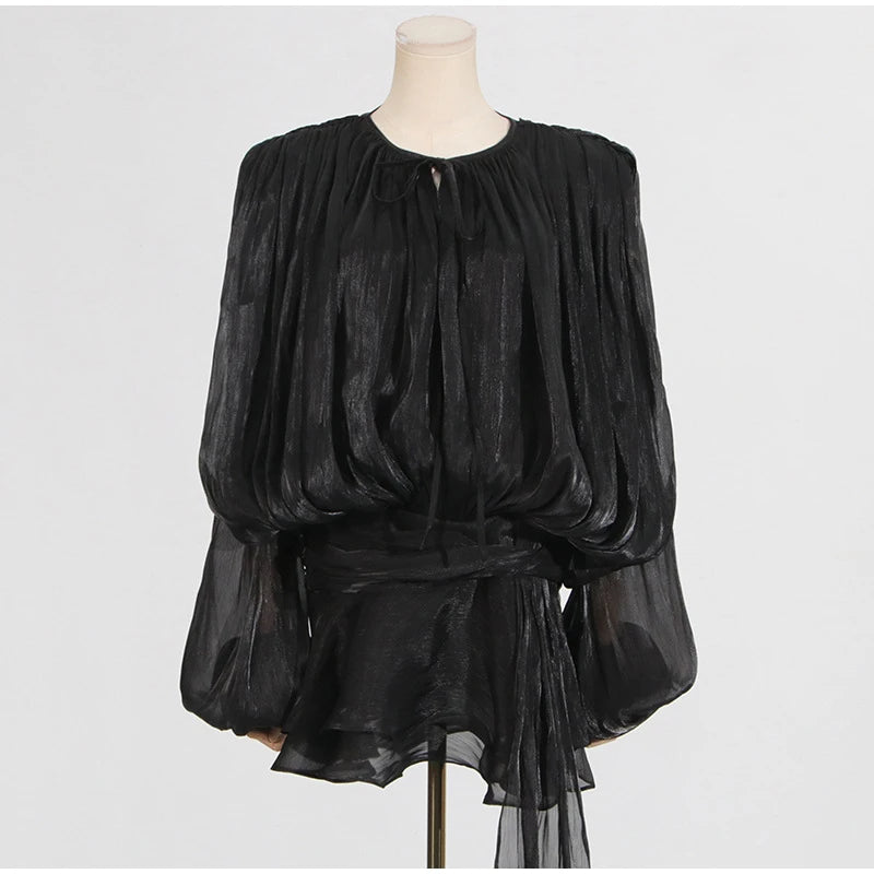 Trendy Lantern Top & Skirt - Shellss