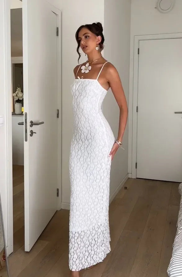 1 Lace White beach resort summer dress