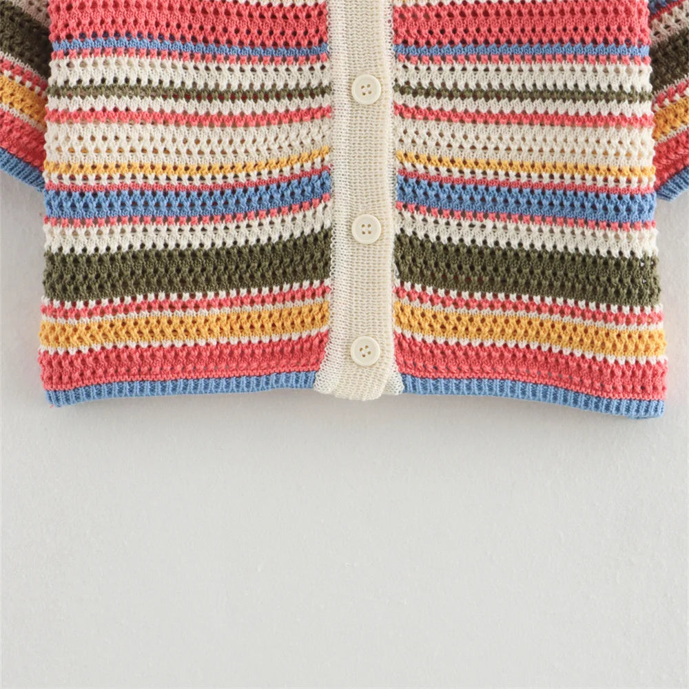 Striped Knit Colorful Set