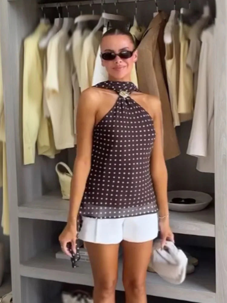 Backless Neck Halter Elegant Slim Party Top