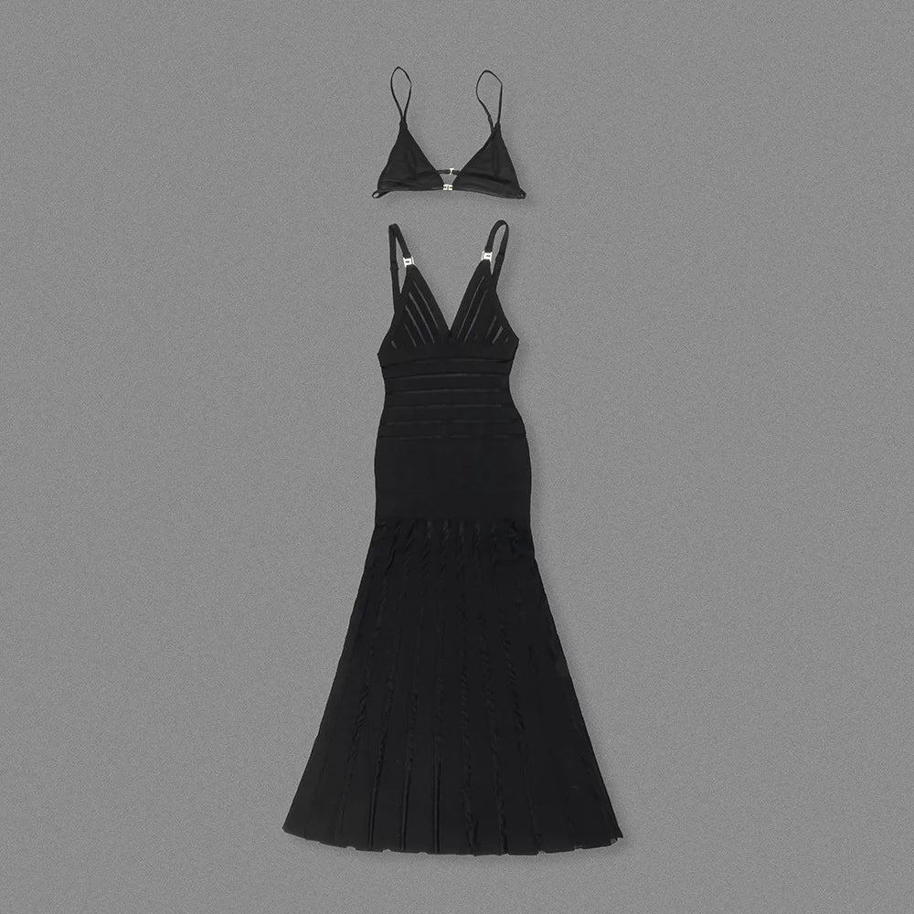 Semi Sheer Black Dress- Party Premium collection