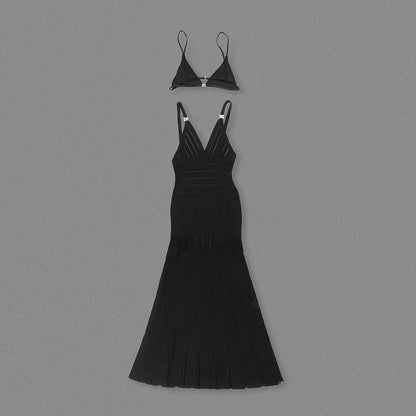 Semi Sheer Black Dress- Party Premium collection