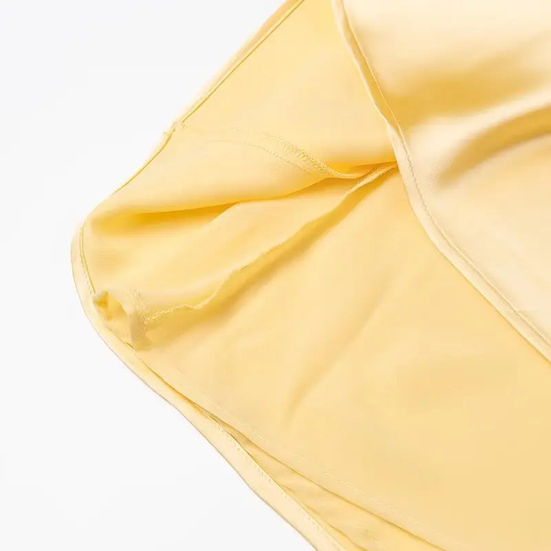 Yellow Pink Stain V Neck Sling Dress - Shellss