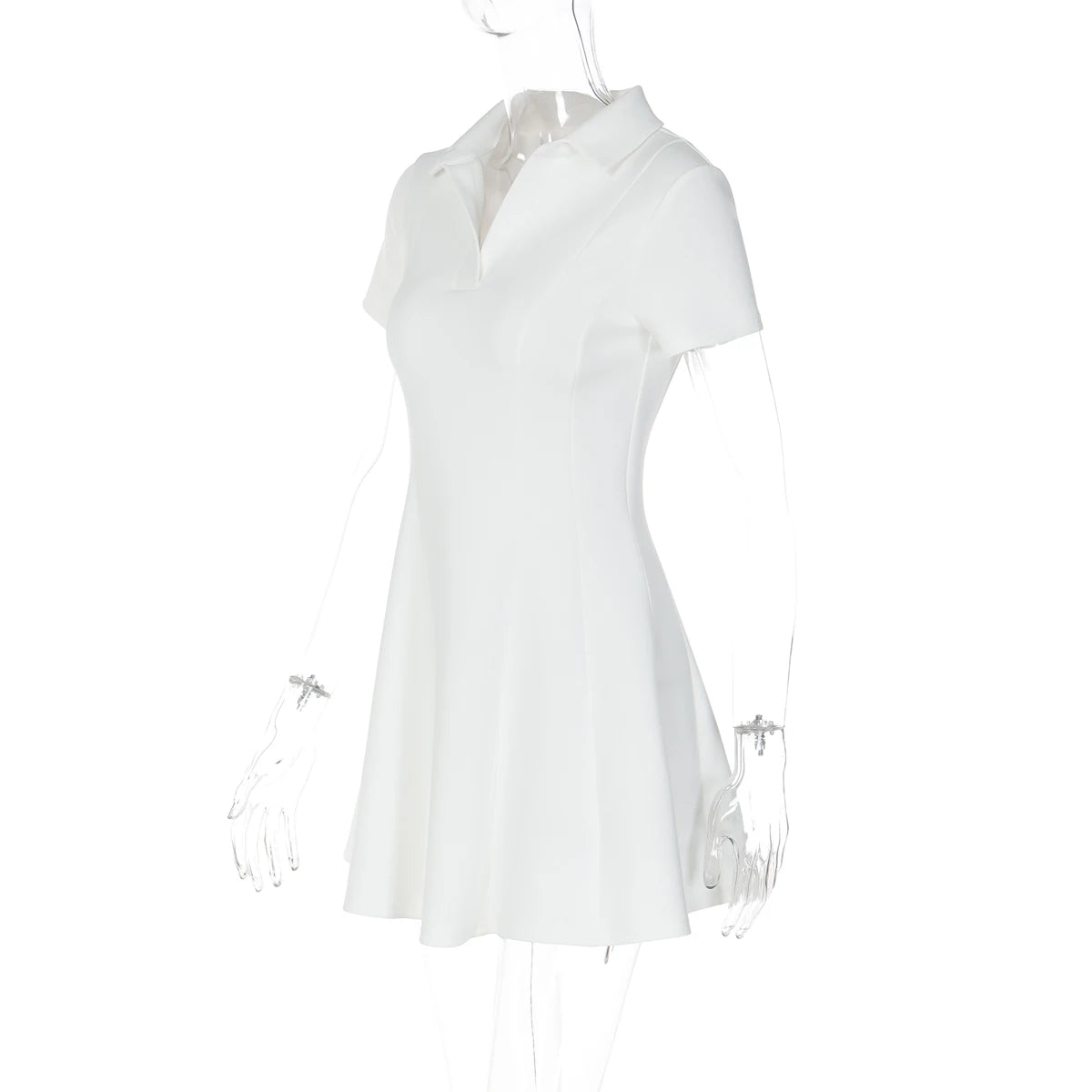 Elegant Polo Neck Pleated Mini