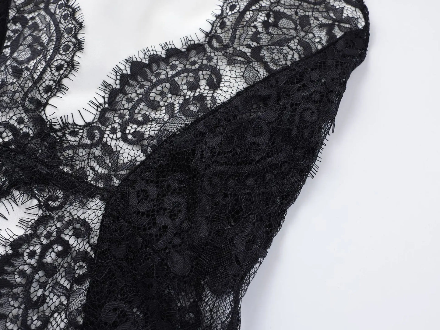 White Black Net Halter Backless