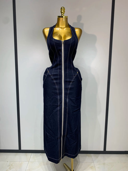 Celebrity Denim Zip dress
