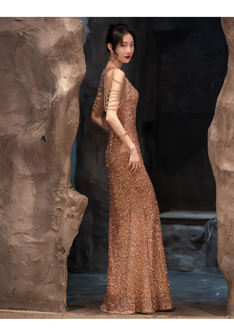 Luxury Minority Evening Gown, Elegant High-end Long Dress, Temperament Host Celebrity Sexy Dress for Women, Party Prom Ball Gown