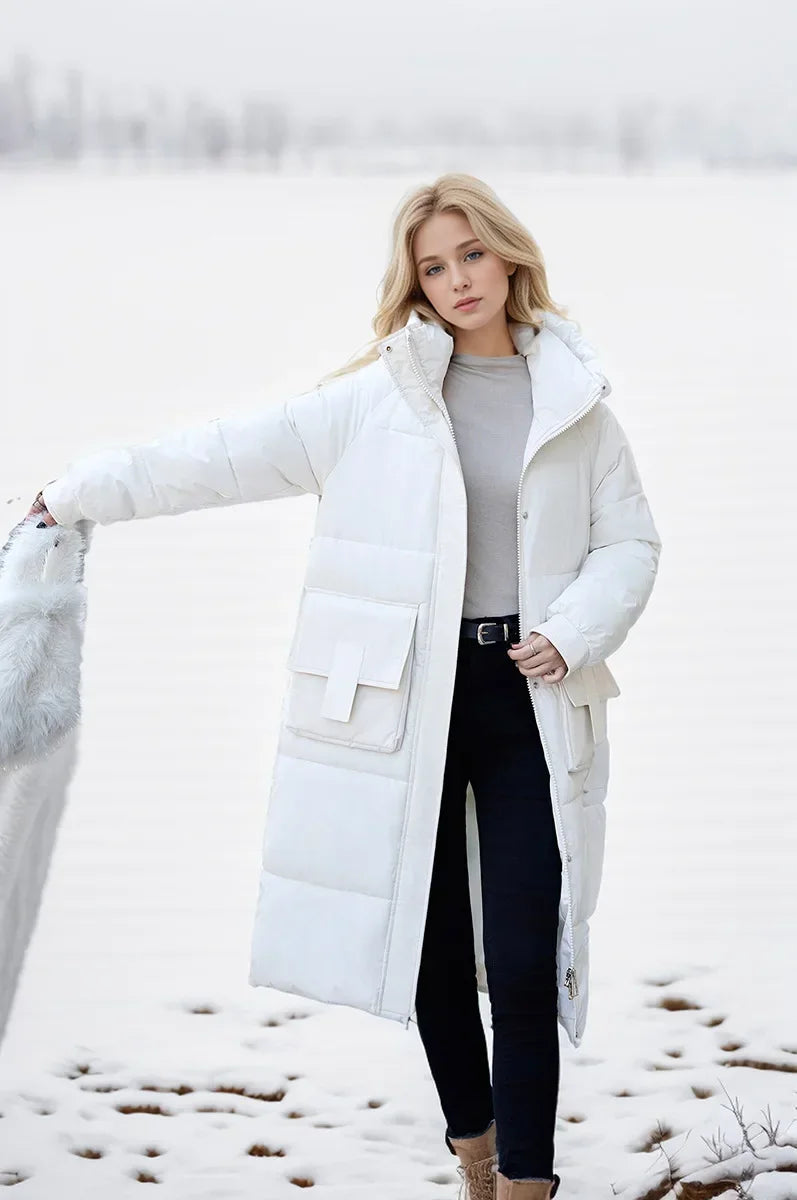 Jacket Parka Maxi Long Women Coat Casual Loose Overcoat F