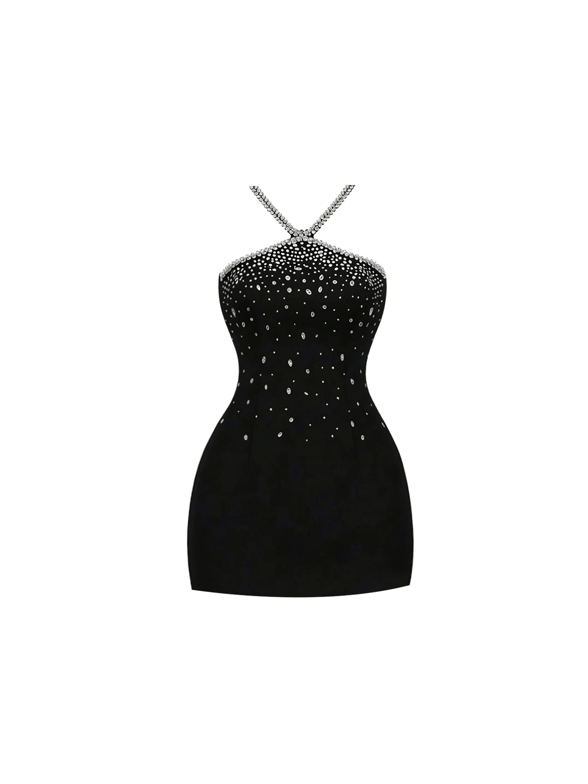 HEZA Sexy Advanced Sensation Hotfix Rhinestone Hanging Neck Dress Women's Autumn Winter Sexy Bodycon Dress Short Skirt