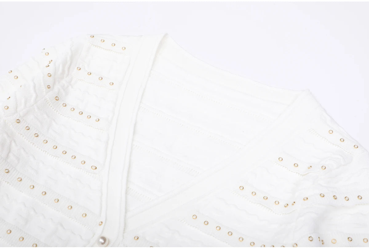 sandro Pearls embellished Skirt & Cardigan