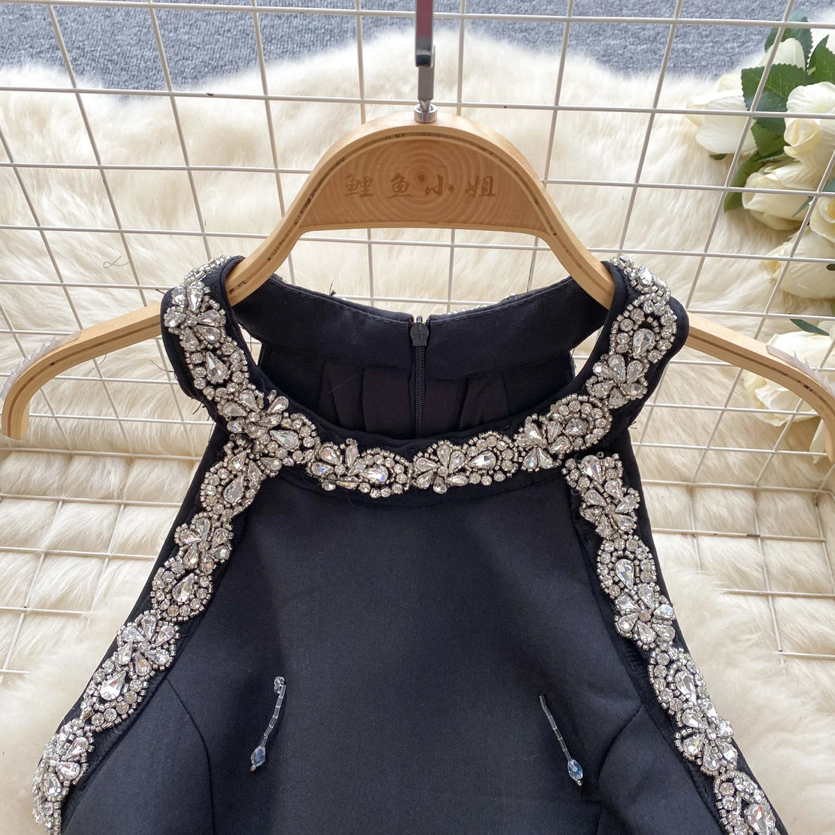 French Chic Elegant Mini Dress Sequined Beading Halter Off-shoulder Sleeveless Vestidos De Mujer Female Evening Dresses Dropship