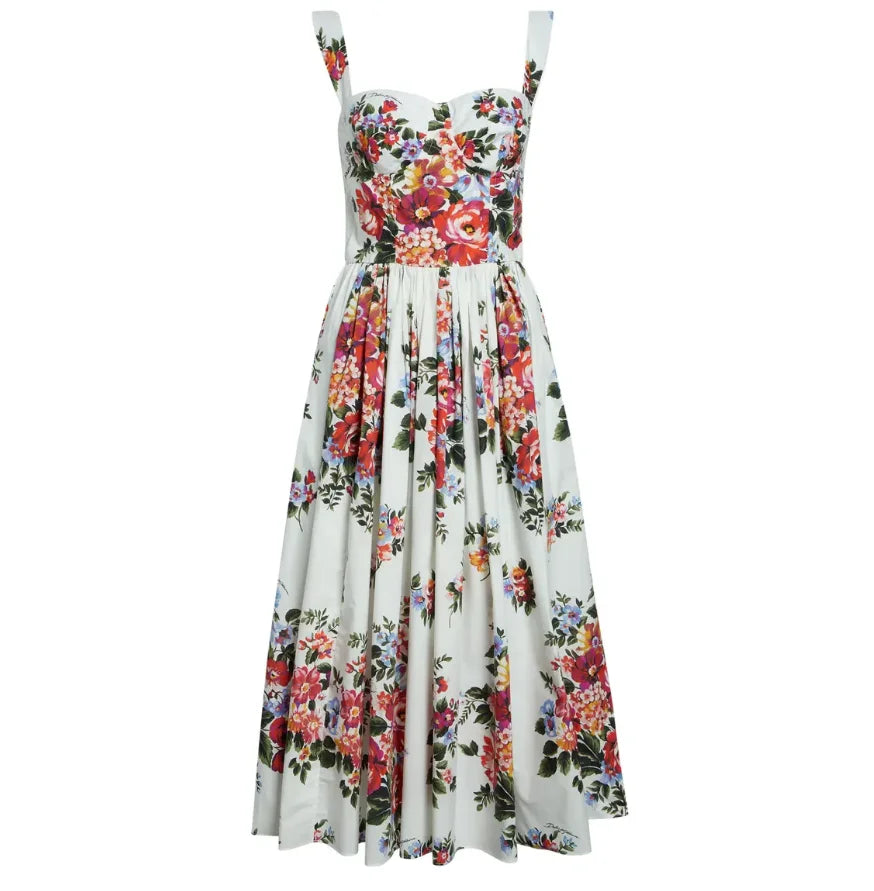 Romantic Holiday Style Floral Print Wrap Dress Slimming Waist Long Skirt Summer New Arrival Elegant Fashionable Midi Dress