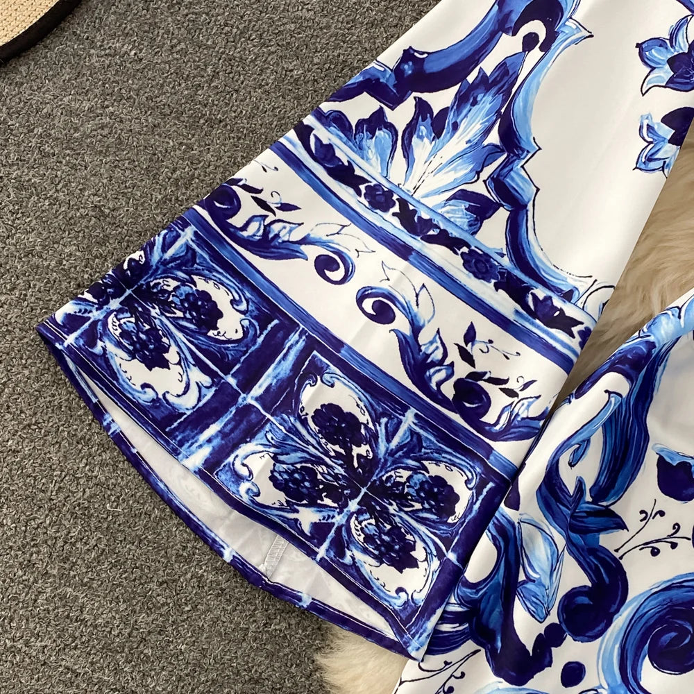 Summer Runway Blue And White Dolce Dress