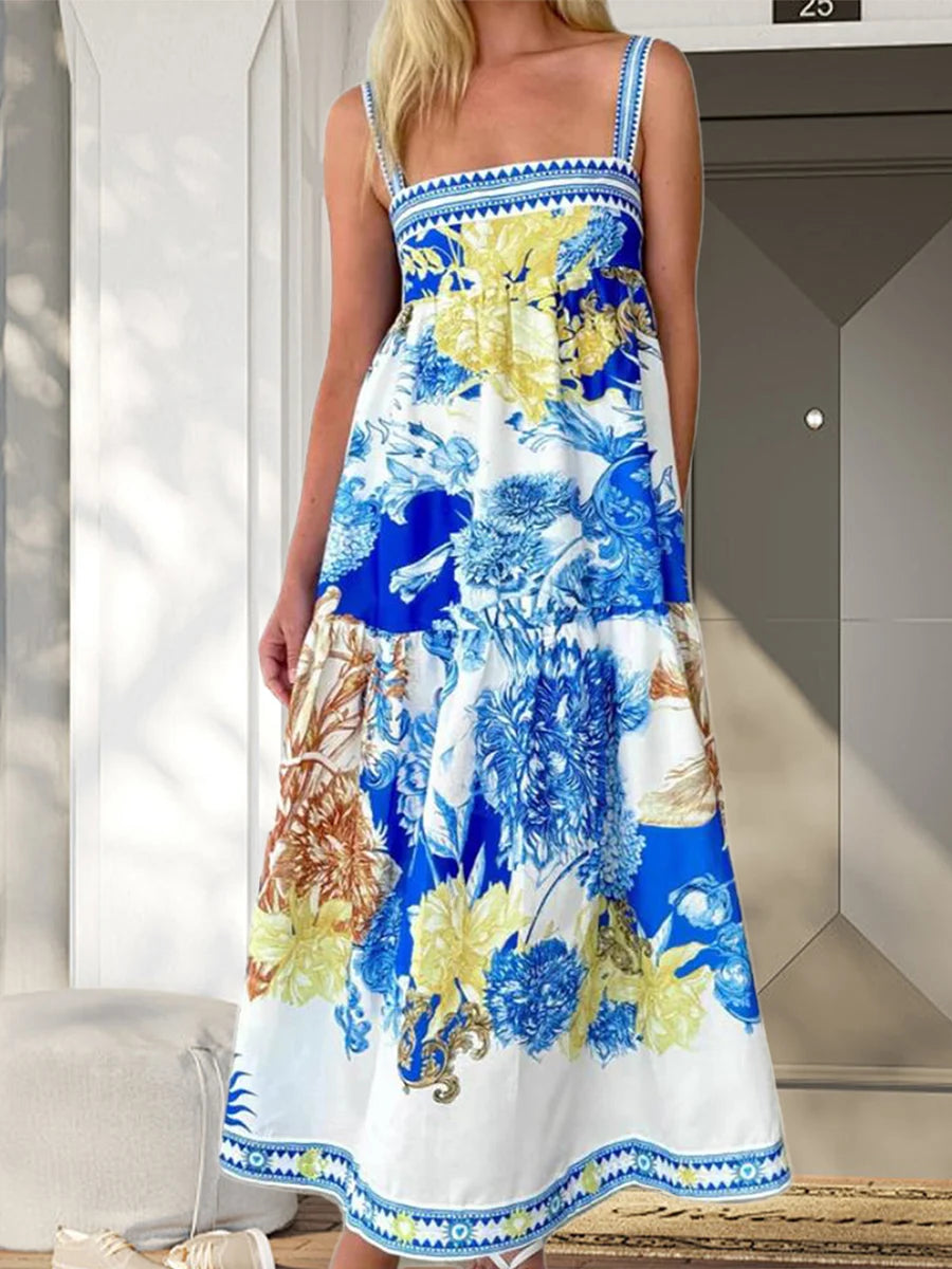 Floral Boho Maxi Dress Pockets