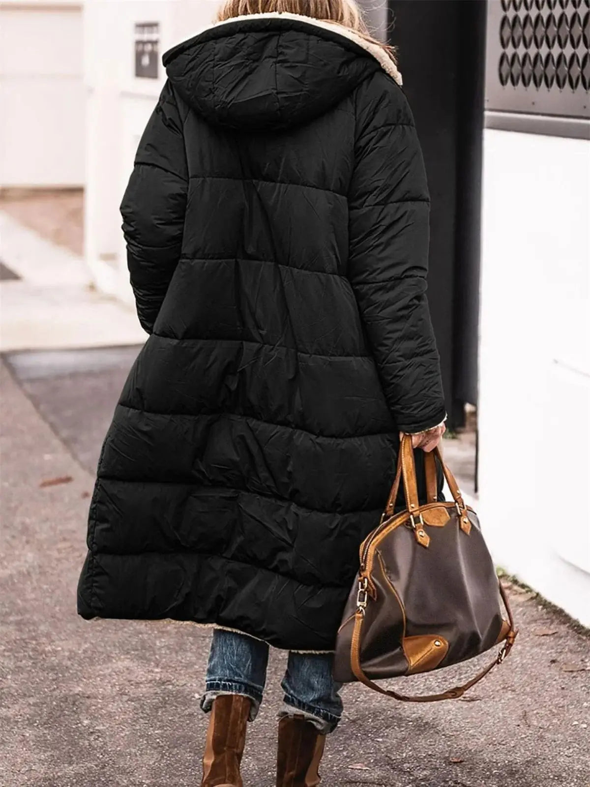 Reversible Long Sleeve Thick Coat Warm Fashion Long Outerwear Casual Puffer Coats