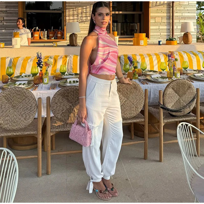 Backless Off Shoulder Vest Set