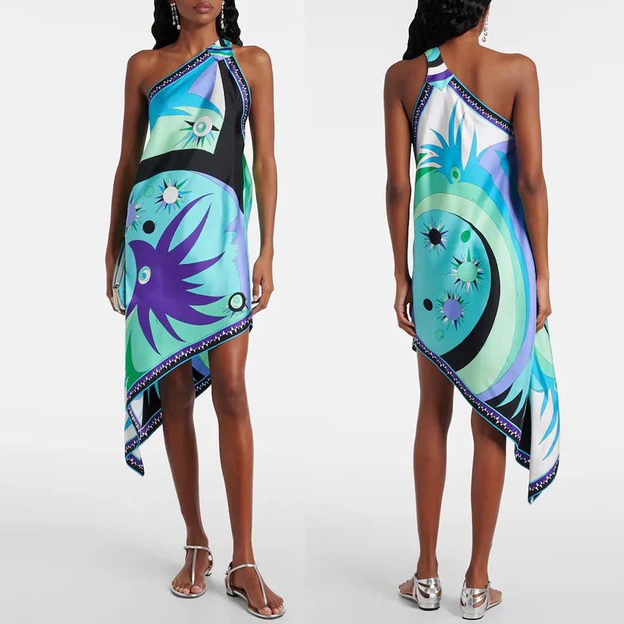 Asymmetrical Pucci 1 Shoulder Dress