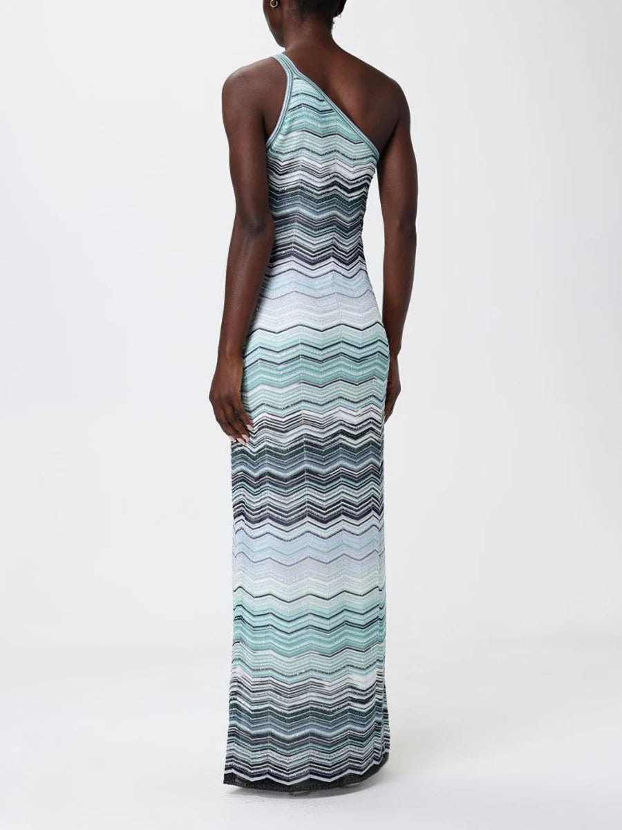 Missoni One Shoulder zigzag wavy dress
