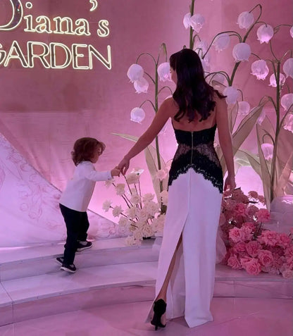 White Black Net Halter Backless